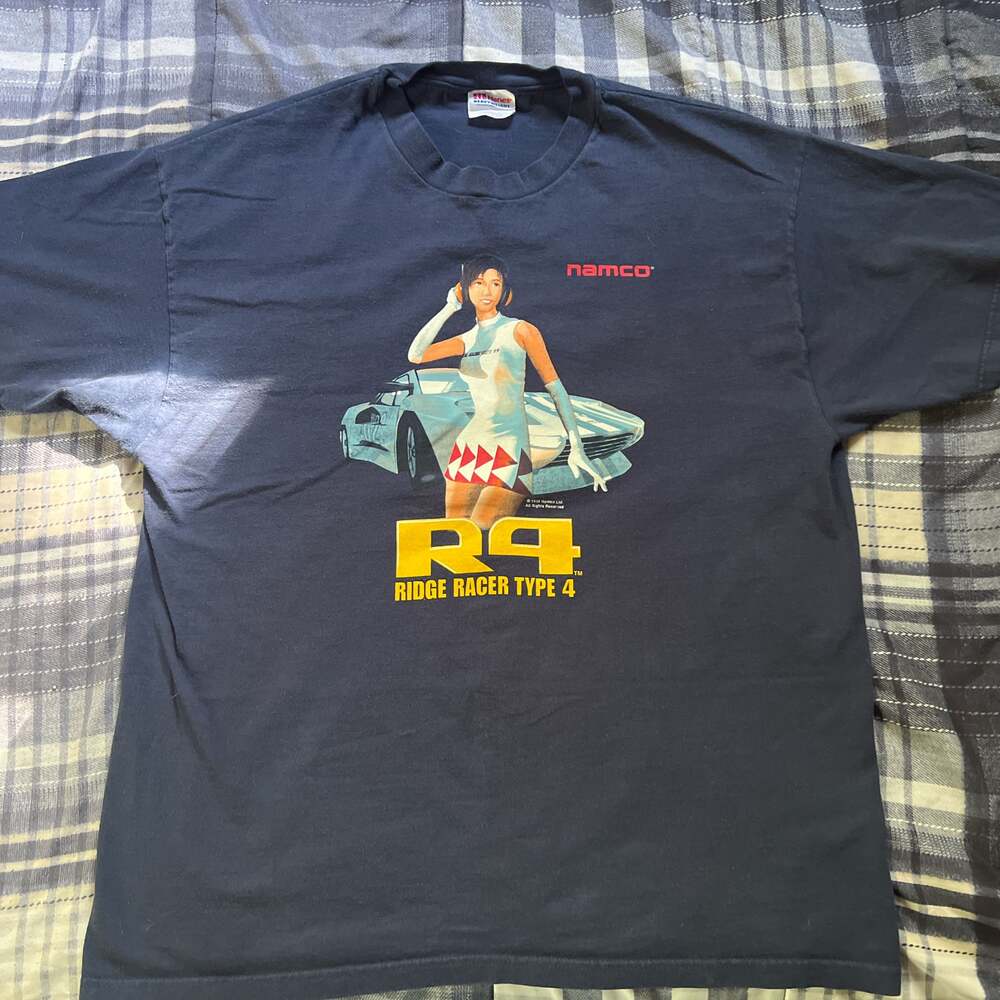 vintage 90s NAMCO R4 RIDGE RACER TYPE 4 RACING VIDEO GAME PLAYSTATION t-shirt XL